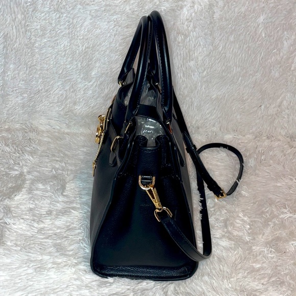 Michael Kors Hamilton Black Leather Satchel and Wallet Phone Holder Wristlet Set - Picture 7 of 17